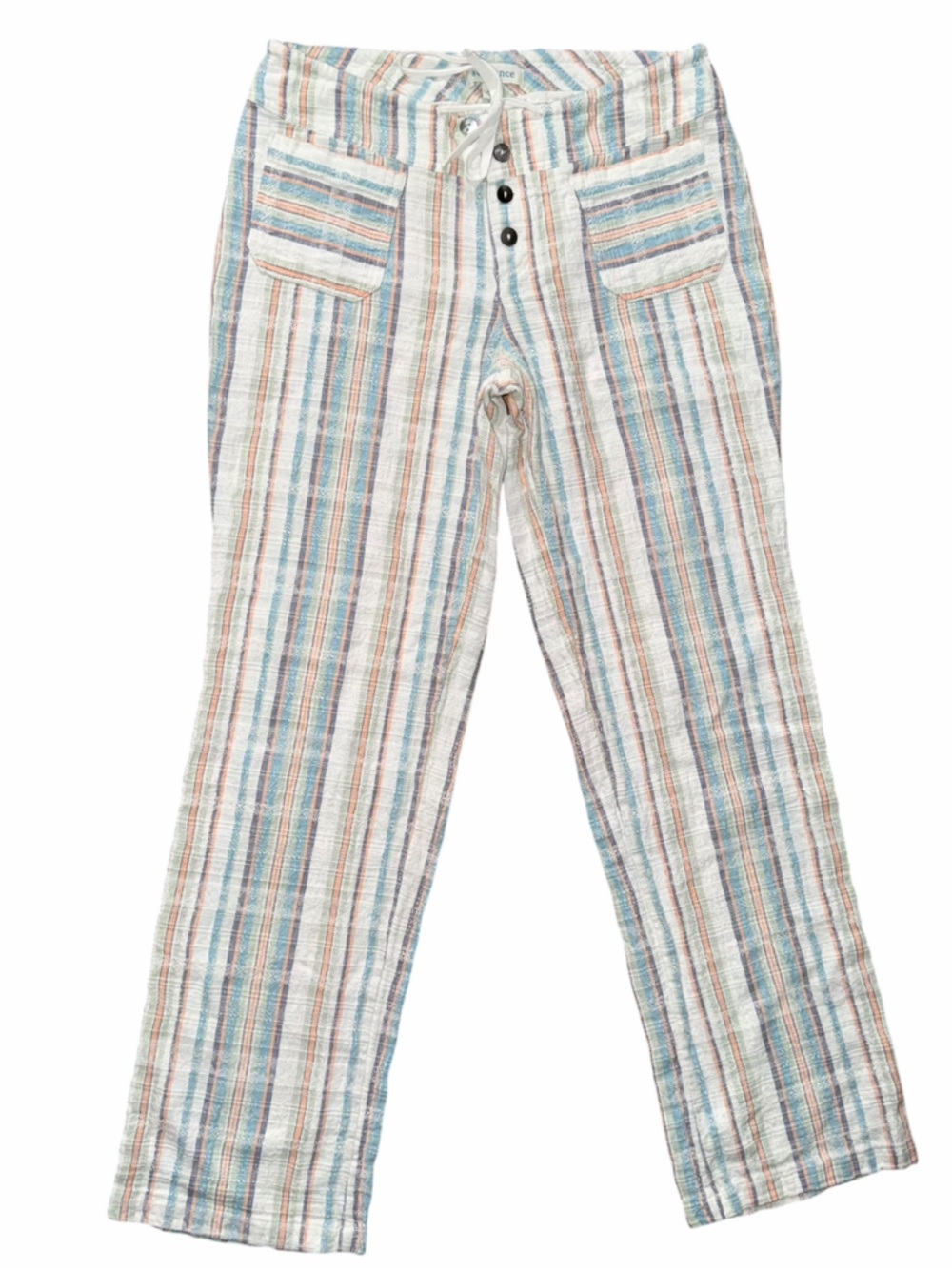 Sundance Gigi Textured Cotton Boho Pants Coastal Resort Stripe Women M - Picture 2 of 8